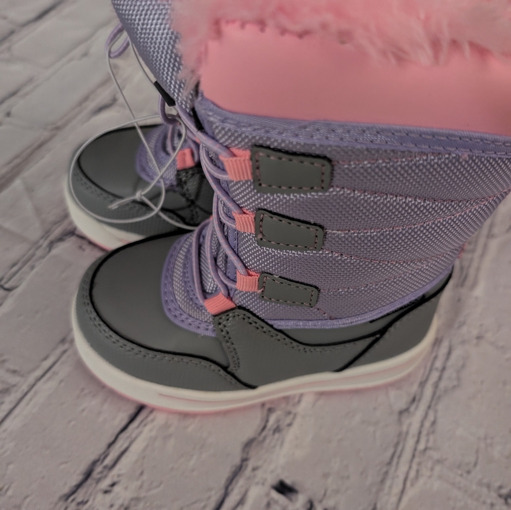 Stylish Pink and Gray Winter Boots